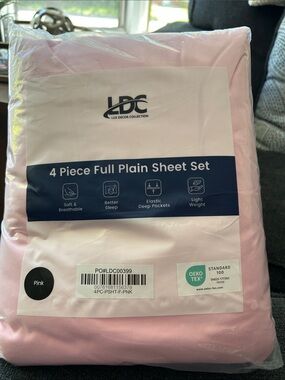 LDC Pink 4-Piece Full Plain Sheet Set - Soft Breathable Bedding